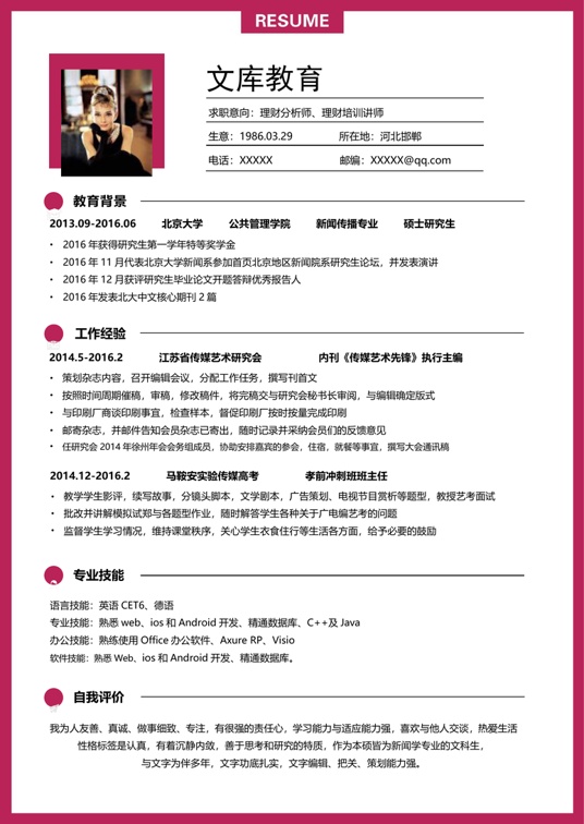 高质量单页简历2 (19)单页简历word模板